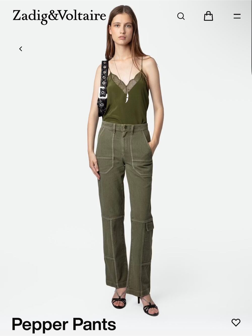 NWT Zadig & Voltaire Pepper Cargo Pants, Cypres, 42 (12)